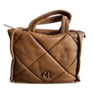 COLE HAAN Tan Caramel Quilted Tote Bag